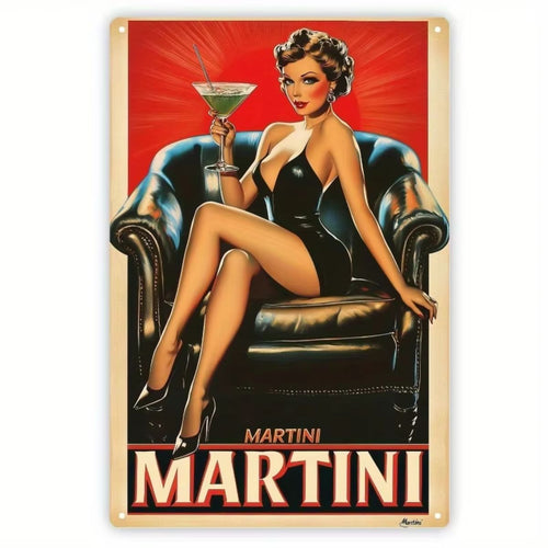 Vintage Martini Metal Wall Art Sign